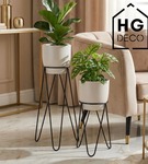 Zestaw: metalowy stojak na doniczkę MALMO 43 cm czarny + osłonka HGDECO