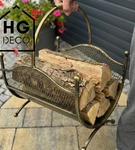 Kosz na drewno kominkowe stojak LEON złoty patyna metalowy HGDECO