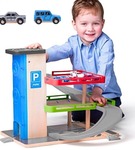 Drewniany parking z windą i akcesoriami Woody