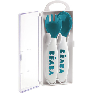 Sztućce dla maluszka plastikowe w etui blue Beaba
