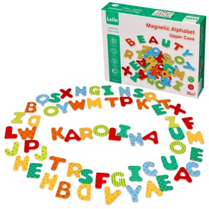 Magnetyczne drewniane literki polskie znaki Lelin