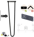 Metalowa noga hairpin do stolika kawowego dwa pręty / noga loftowa / czarna DP50 cm