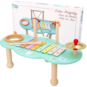 Stolik muzyczny cymbałki i bębenek drewniana zabawka muzyczna ADAM TOYS