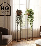 Metalowy kwietnik stojak na kwiatek loftowy kwietnik czarny TOWER 100 cm