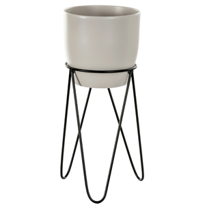 Zestaw: metalowy stojak na doniczkę MALMO 43 cm czarny + osłonka HGDECO