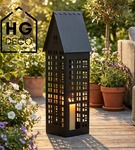 Lampion metalowy domek czarny XXL 80 cm dekoracja wnętrz i ogrodu HGDECO