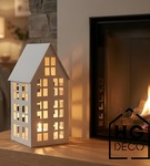 Lampion metalowy domek biały 33 cm dekoracja wnętrz i ogrodu HGDECO