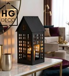 Lampion metalowy domek czarny XL 50 cm dekoracja wnętrz i ogrodu HGDECO