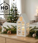 Lampion metalowy domek biały 33 cm dekoracja wnętrz i ogrodu HGDECO