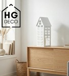 Lampion metalowy domek biały 40 cm dekoracja wnętrz i ogrodu HGDECO