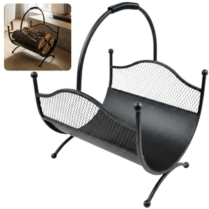 Kosz na drewno do kominka Stojak na drewno kominkowe Kosz metalowy czarny