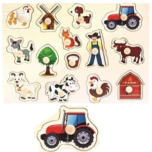 Puzzle układanka dla dzieci z uchwytami rolnik farma zwierzęta Bino