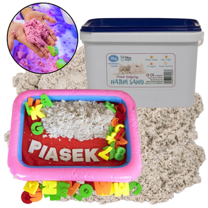 Piasek kinetyczny 3 kg + foremki literki + piaskownicą ADAM TOYS