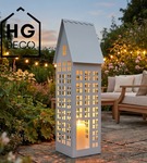 Lampion metalowy domek biały XXL 80 cm dekoracja wnętrz i ogrodu HGDECO