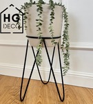 Zestaw: metalowy stojak na doniczkę MALMO 43 cm czarny + osłonka HGDECO