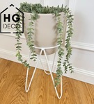 Zestaw: metalowy stojak na doniczkę MALMO 43 cm biały+ ceramiczna osłonka HGDECO