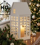 Lampion metalowy domek biały XL 50 cm dekoracja wnętrz i ogrodu HGDECO
