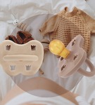 Smoczek okrągły 3-36m zestaw 2 sztuk Sand & Tan Beige Hevea Planet