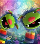 SOX pacynka na rękę Rainbow pacynka logopedyczna skarpeta The Puppet Comppany