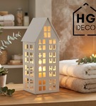 Lampion metalowy domek biały 40 cm dekoracja wnętrz i ogrodu HGDECO