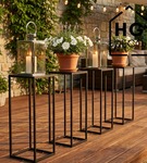 Kwietnik stojący metalowy czarny loftowy stojak na kwiaty pojedynczy 60cm