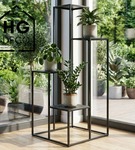 Kwietnik metalowy stojący na cztery doniczki CASCADE Premium czarny 92 cm