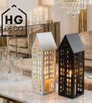 Lampion metalowy domek czarny 47 cm dekoracja wnętrz i ogrodu HGDECO