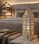 Lampion metalowy domek biały 47 cm dekoracja wnętrz i ogrodu HGDECO