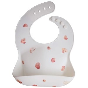 Śliniak silikonowy z kieszonką Sea Shells Ivory Mushie