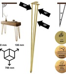 Metalowa noga hairpin legs do stołu biurka trzy pręty noga złota TL70 cm