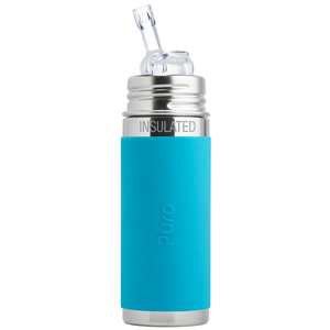 Termobutelka ze słomką 260ml błękitna PURA