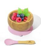 Bambusowa miseczka dla dzieci z łyżeczką pink Avanchy 