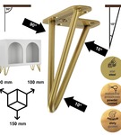 Metalowa noga hairpin do komody szafki RTV do pufy trzy pręty złota TL15 15 cm