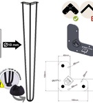 Metalowa noga hairpin legs do stołu biurka trzy pręty noga loftowa TL70 cm