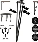 Metalowa noga hairpin legs do stolika kawowego trzy pręty noga loftowa TL45 cm