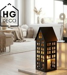 Lampion metalowy domek czarny 40 cm dekoracja wnętrz i ogrodu HGDECO