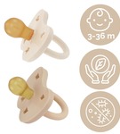 Smoczek okrągły 3-36m  zestaw 2 sztuki White & Sand Hevea