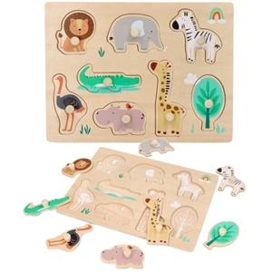 Układanka z uchwytami zwierzątka Safari drewniana Adam Toys