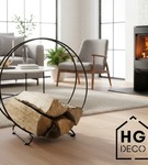 Kosz na drewno do kominka Stojak na drewno kominkowe Kosz metalowy czarny