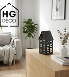 Lampion metalowy domek czarny 33 cm dekoracja wnętrz i ogrodu HGDECO