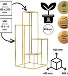 Kwietnik metalowy stojący na cztery doniczki  złoty PREMIUM92 cm