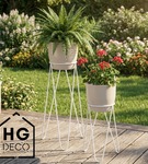 Zestaw: metalowy stojak na doniczkę MALMO 43 cm biały+ ceramiczna osłonka HGDECO