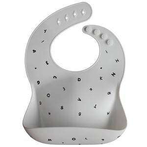 Śliniak silikonowy regulowany Letters White Mushie