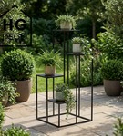 Kwietnik metalowy stojący na cztery doniczki CASCADE Premium czarny 92 cm