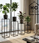 Kwietnik stojący metalowy czarny loftowy stojak na kwiaty pojedynczy 45cm