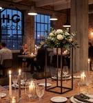 Kwietnik stojący metalowy czarny loftowy stojak na kwiaty pojedynczy 45cm