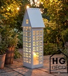 Lampion metalowy domek biały XXL 80 cm dekoracja wnętrz i ogrodu HGDECO