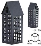 Lampion metalowy domek czarny 40 cm dekoracja wnętrz i ogrodu HGDECO