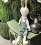 Przytulanka dla dzieci królik lniany w stroju retro Wilberry