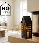 Lampion metalowy domek czarny 40 cm dekoracja wnętrz i ogrodu HGDECO